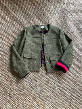 a new day Olive Tweed Jacket with Navy Floral Lining